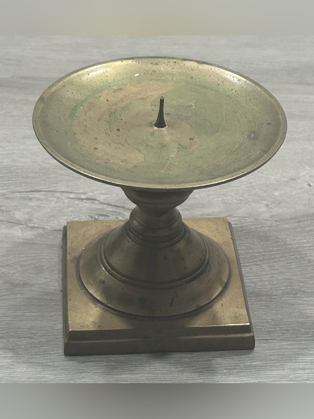 Vintage Andrea by Sadek Brass Pillar Candle Holder Square Base